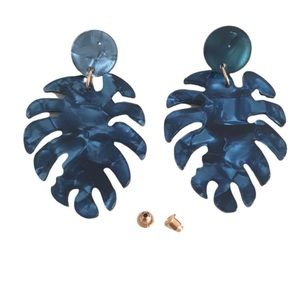 Bohemian Leaf Dangle Earrings Blue